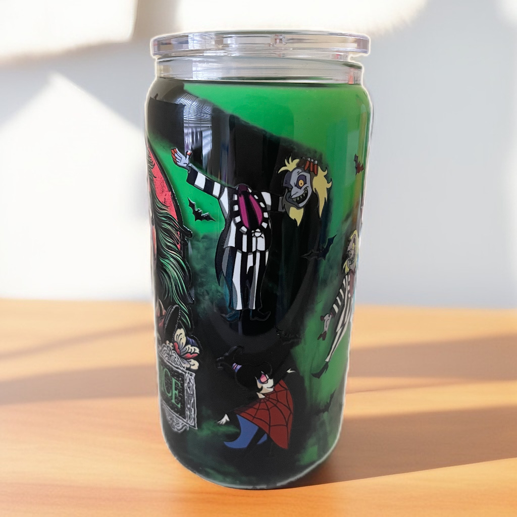 Beetlejuice milkshake design glass