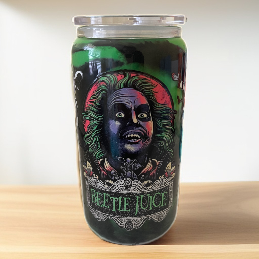 Beetlejuice milkshake design glass