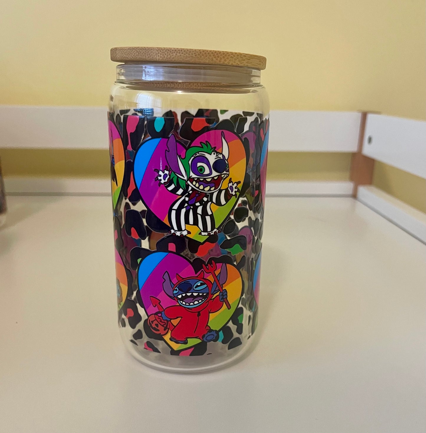 Stitch Halloween glass can
