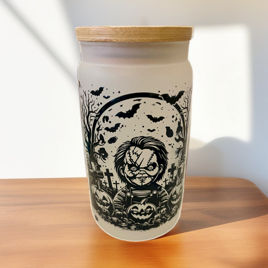Chucky frosted glass can